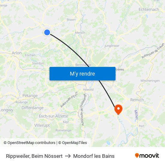 Rippweiler, Beim Nössert to Mondorf les Bains map