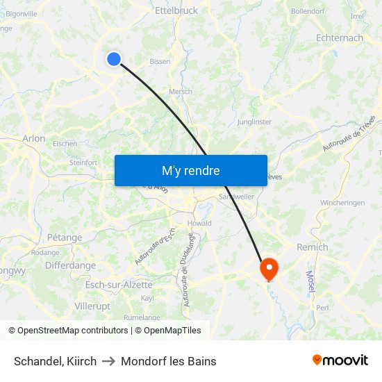 Schandel, Kiirch to Mondorf les Bains map