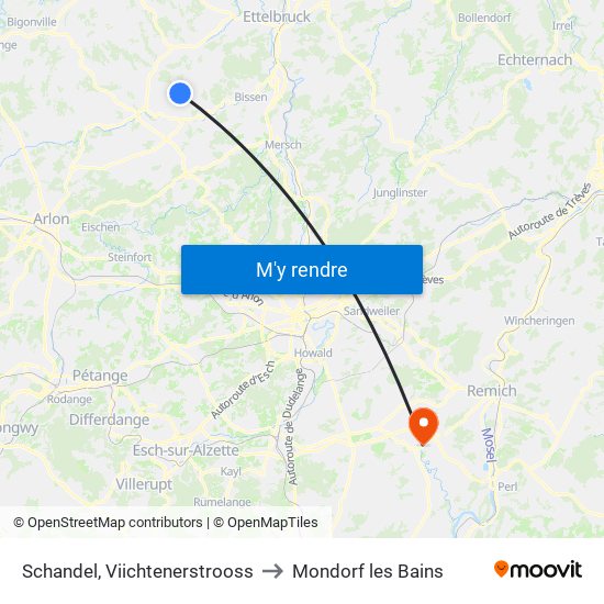 Schandel, Viichtenerstrooss to Mondorf les Bains map