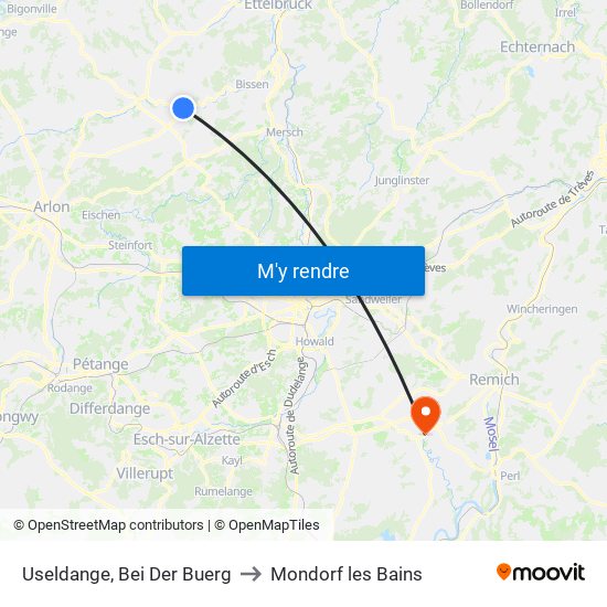 Useldange, Bei Der Buerg to Mondorf les Bains map