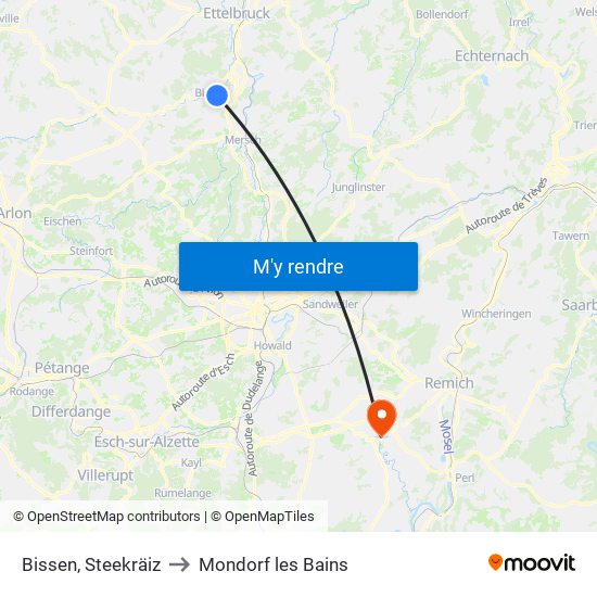 Bissen, Steekräiz to Mondorf les Bains map