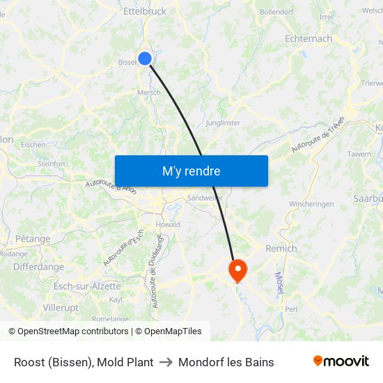 Roost (Bissen), Mold Plant to Mondorf les Bains map