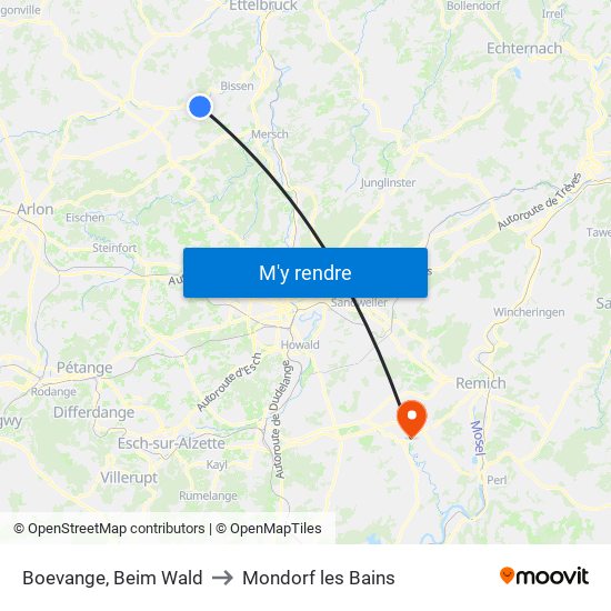 Boevange, Beim Wald to Mondorf les Bains map