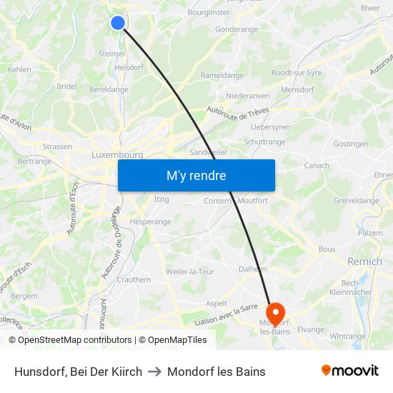 Hunsdorf, Bei Der Kiirch to Mondorf les Bains map