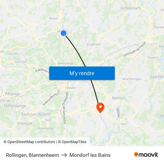 Rollingen, Blannenheem to Mondorf les Bains map