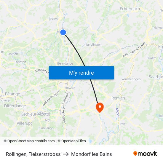Rollingen, Fielserstrooss to Mondorf les Bains map