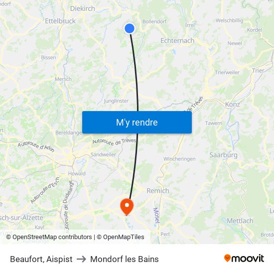 Beaufort, Aispist to Mondorf les Bains map