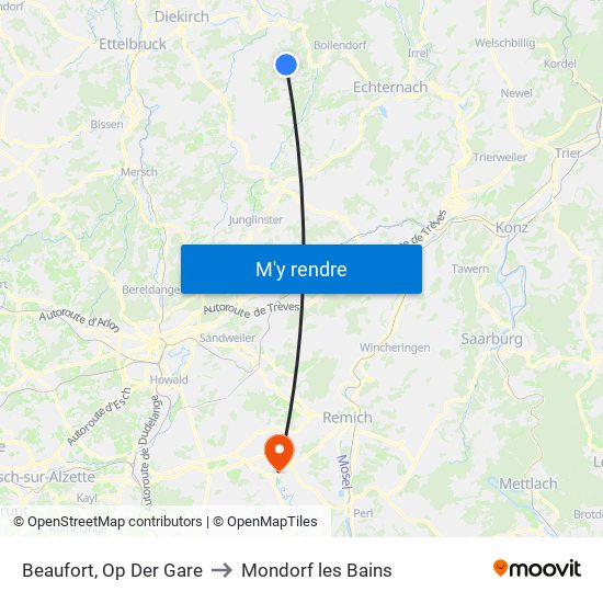 Beaufort, Op Der Gare to Mondorf les Bains map