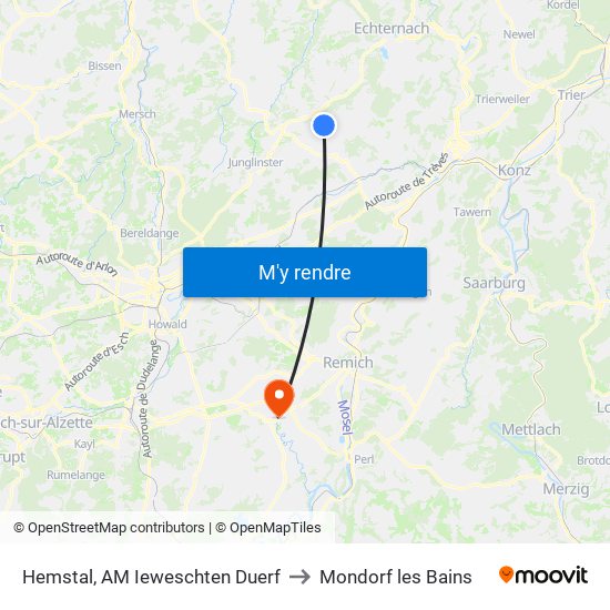 Hemstal, AM Ieweschten Duerf to Mondorf les Bains map