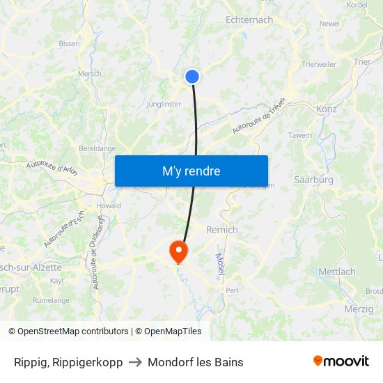 Rippig, Rippigerkopp to Mondorf les Bains map