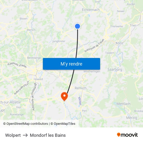 Wolpert to Mondorf les Bains map