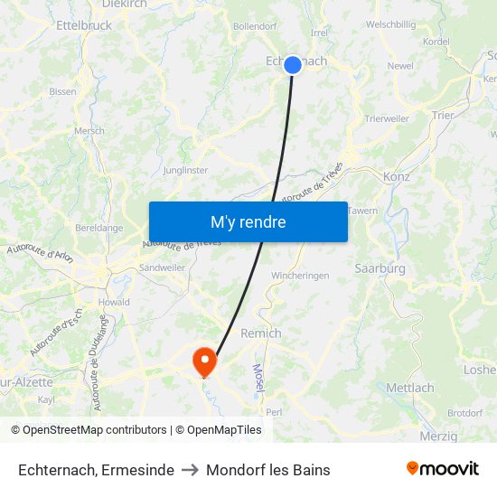 Echternach, Ermesinde to Mondorf les Bains map