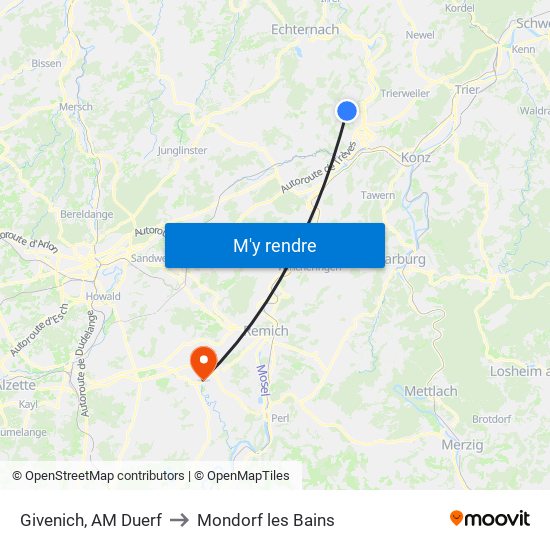 Givenich, AM Duerf to Mondorf les Bains map