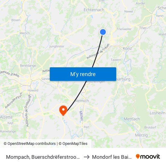 Mompach, Buerschdrëferstrooss to Mondorf les Bains map