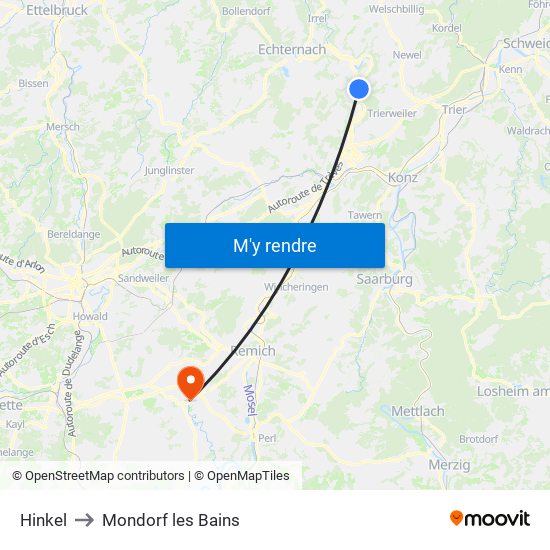 Hinkel to Mondorf les Bains map