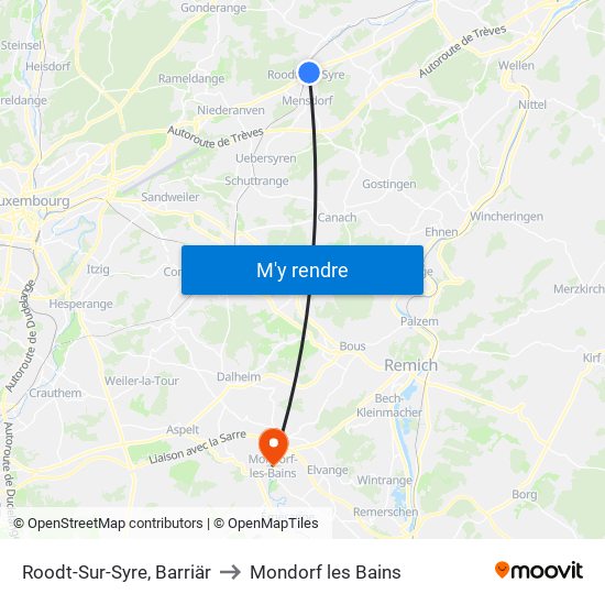 Roodt-Sur-Syre, Barriär to Mondorf les Bains map