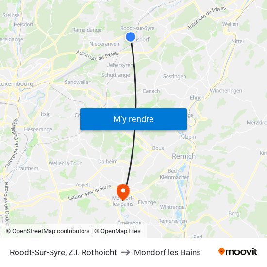 Roodt-Sur-Syre, Z.I. Rothoicht to Mondorf les Bains map