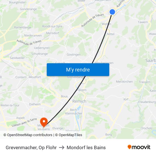 Grevenmacher, Op Flohr to Mondorf les Bains map