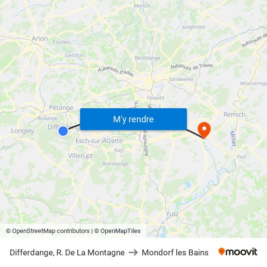 Differdange, R. De La Montagne to Mondorf les Bains map