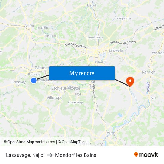 Lasauvage, Kajibi to Mondorf les Bains map