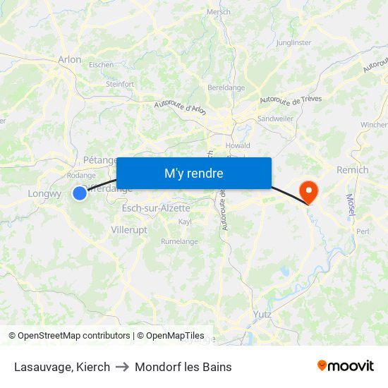 Lasauvage, Kierch to Mondorf les Bains map