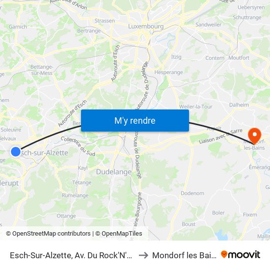 Esch-Sur-Alzette, Av. Du Rock'N'Roll to Mondorf les Bains map