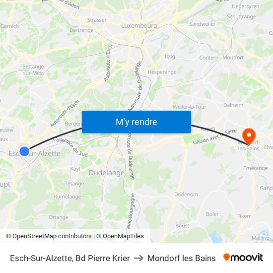 Esch-Sur-Alzette, Bd Pierre Krier to Mondorf les Bains map