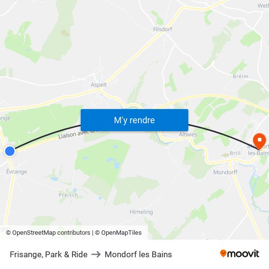 Frisange, Park & Ride to Mondorf les Bains map