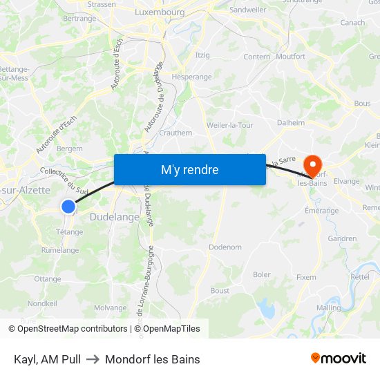 Kayl, AM Pull to Mondorf les Bains map