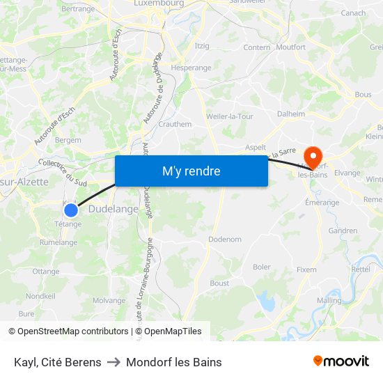 Kayl, Cité Berens to Mondorf les Bains map