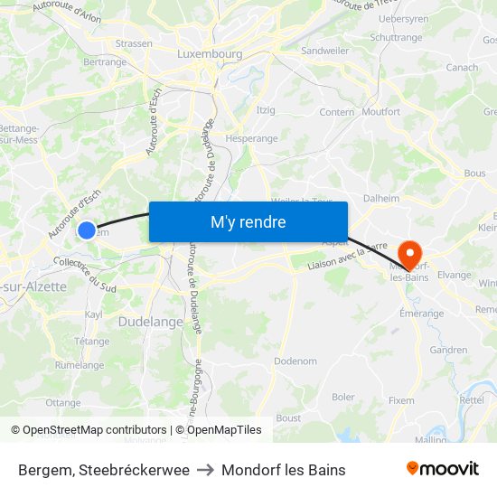 Bergem, Steebréckerwee to Mondorf les Bains map