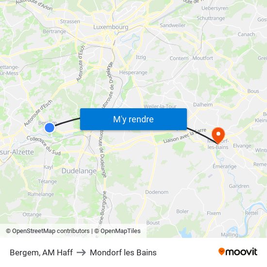 Bergem, AM Haff to Mondorf les Bains map