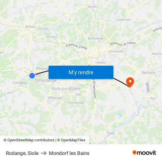 Rodange, Siole to Mondorf les Bains map