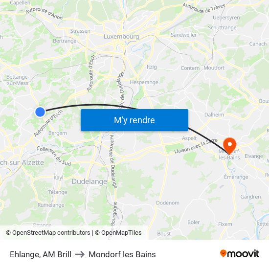 Ehlange, AM Brill to Mondorf les Bains map