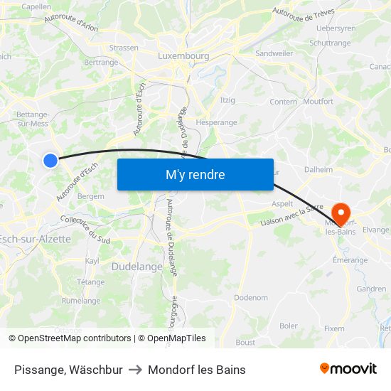 Pissange, Wäschbur to Mondorf les Bains map