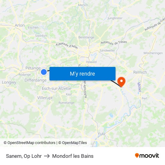 Sanem, Op Lohr to Mondorf les Bains map