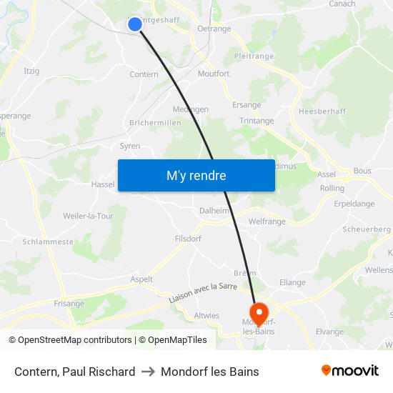 Contern, Paul Rischard to Mondorf les Bains map