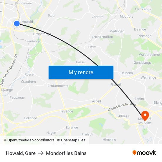 Howald, Gare to Mondorf les Bains map