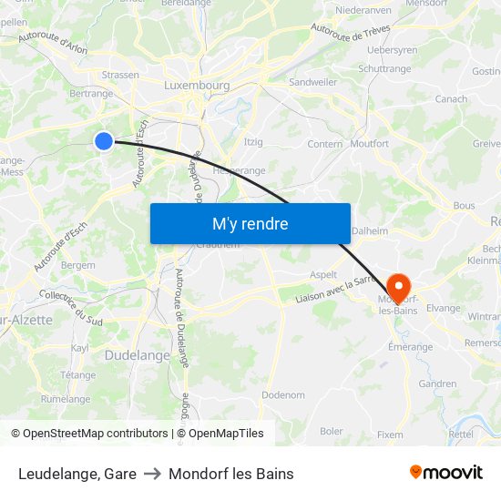 Leudelange, Gare to Mondorf les Bains map