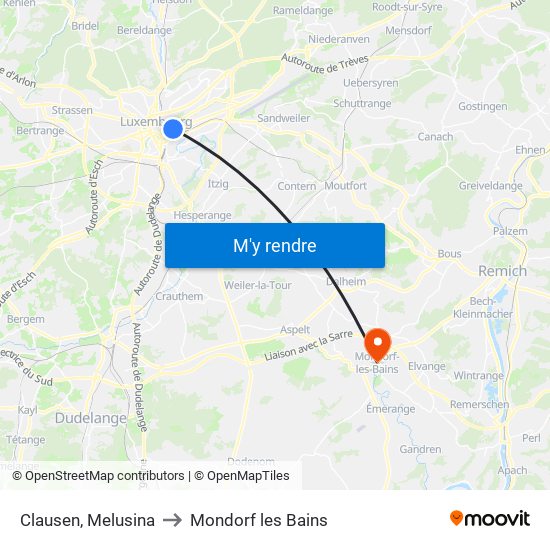 Clausen, Melusina to Mondorf les Bains map