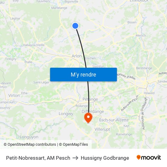 Petit-Nobressart, AM Pesch to Hussigny Godbrange map