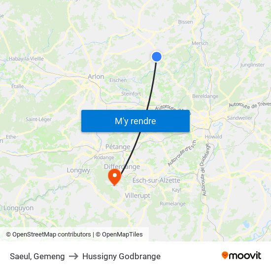 Saeul, Gemeng to Hussigny Godbrange map