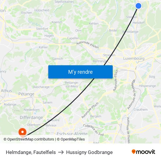 Helmdange, Fautelfiels to Hussigny Godbrange map