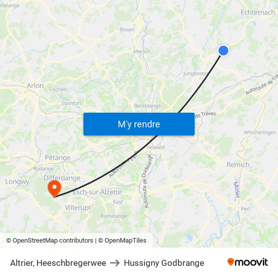 Altrier, Heeschbregerwee to Hussigny Godbrange map