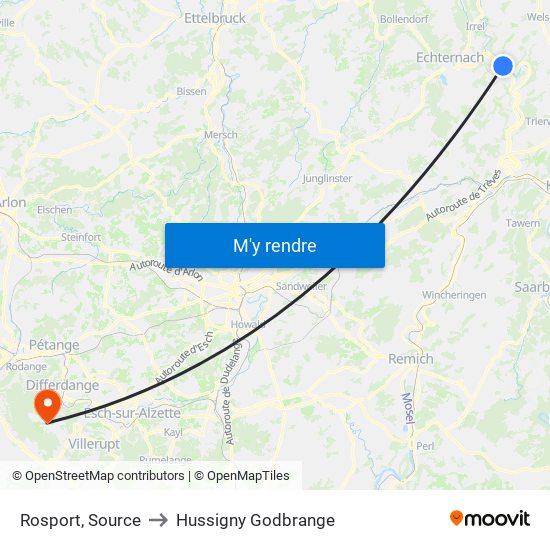 Rosport, Source to Hussigny Godbrange map