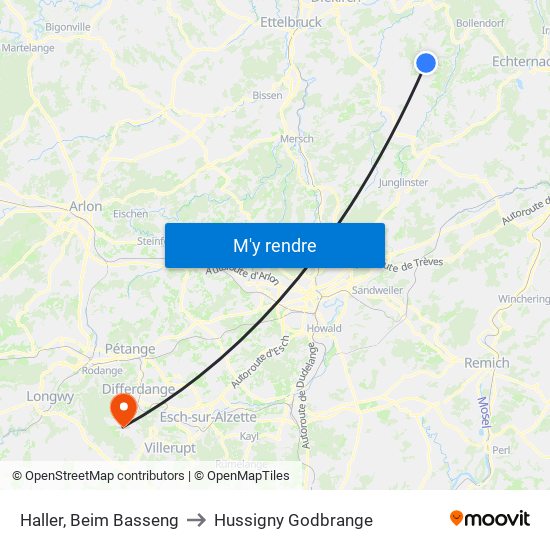 Haller, Beim Basseng to Hussigny Godbrange map