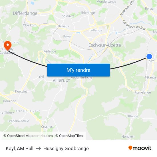 Kayl, AM Pull to Hussigny Godbrange map