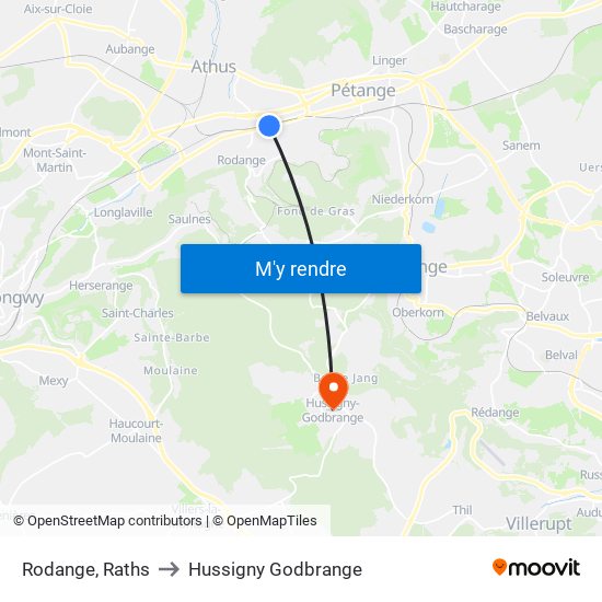 Rodange, Raths to Hussigny Godbrange map