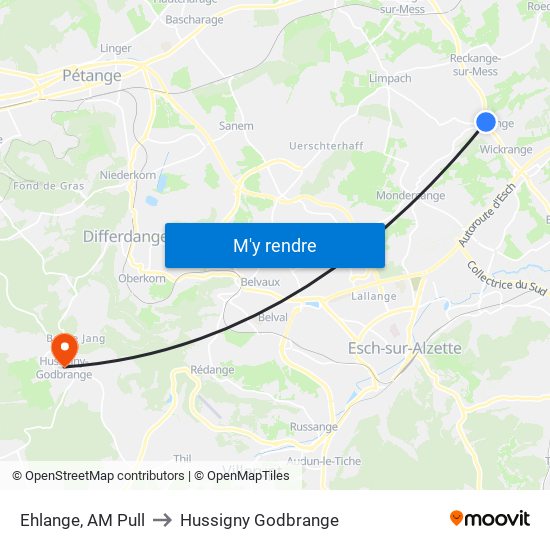 Ehlange, AM Pull to Hussigny Godbrange map