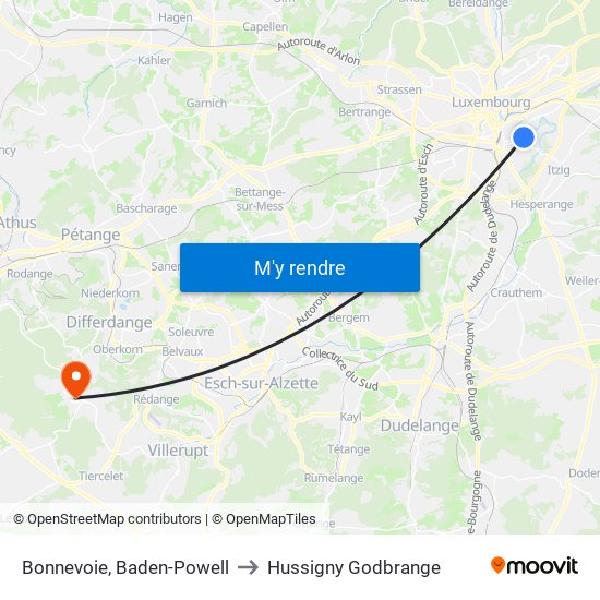 Bonnevoie, Baden-Powell to Hussigny Godbrange map